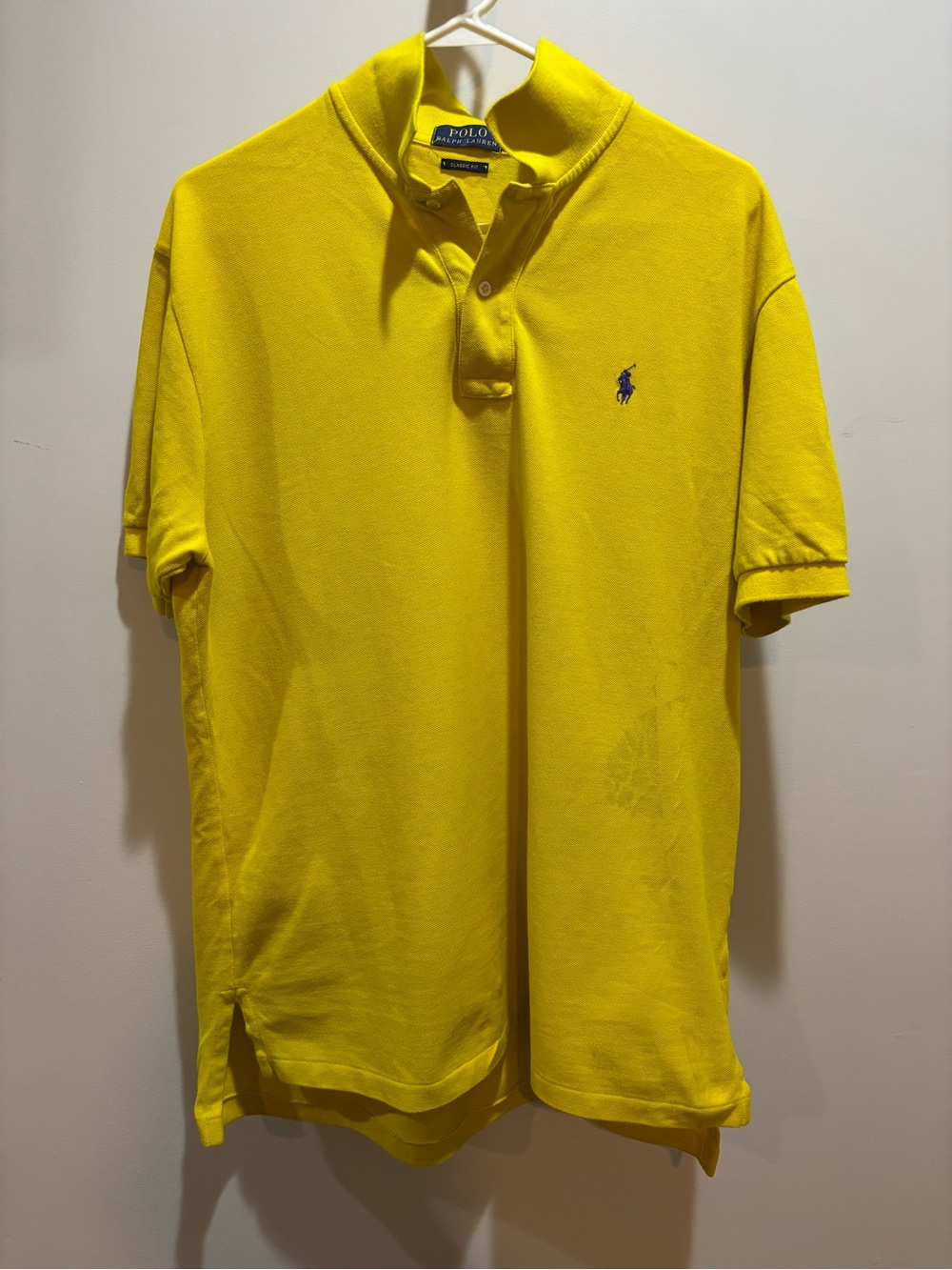 Polo by Ralph Lauren Men’s Bright Yellow Classic Polo with Navy Pony